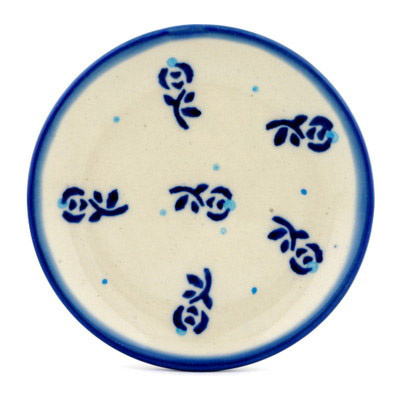 Polish Pottery Mini Plate, Coaster plate Blue Spring Roses