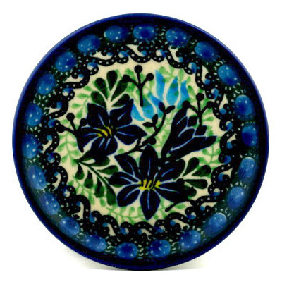 Polish Pottery Mini Plate, Coaster plate Blueberry Pie UNIKAT