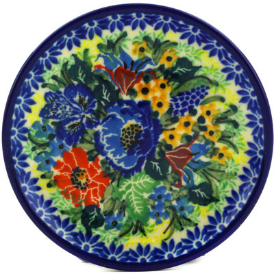Polish Pottery Mini Plate, Coaster plate Bountiful Blue Bonnet UNIKAT
