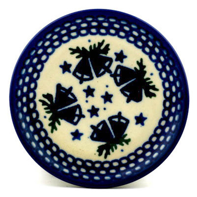 Polish Pottery Mini Plate, Coaster plate Christmas Bells UNIKAT