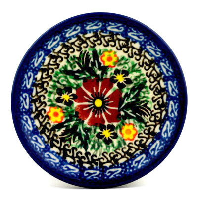 Polish Pottery Mini Plate, Coaster plate Cosmos Garden UNIKAT