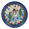Polish Pottery Mini Plate, Coaster plate Dancing Snowman UNIKAT