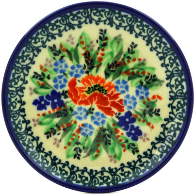 Polish Pottery Mini Plate, Coaster plate Divine Poppy UNIKAT