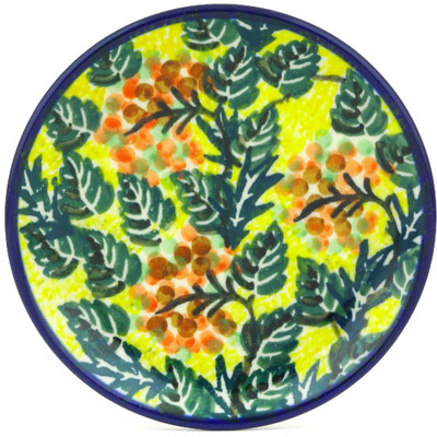 Polish Pottery Mini Plate, Coaster plate Fall Leaves UNIKAT