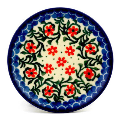 Polish Pottery Mini Plate, Coaster plate Flower Basket UNIKAT