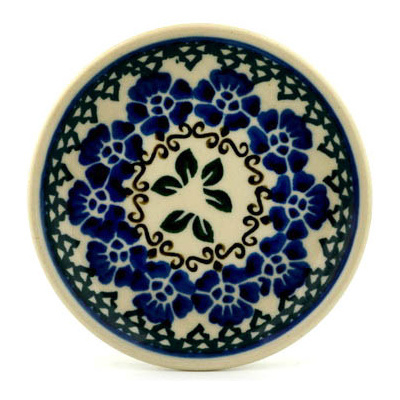 Polish Pottery Mini Plate, Coaster plate Leaves And Flowers