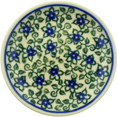 Polish Pottery Mini Plate, Coaster plate Lobelia Vines