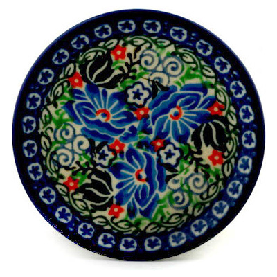 Polish Pottery Mini Plate, Coaster plate Lotus Stars UNIKAT