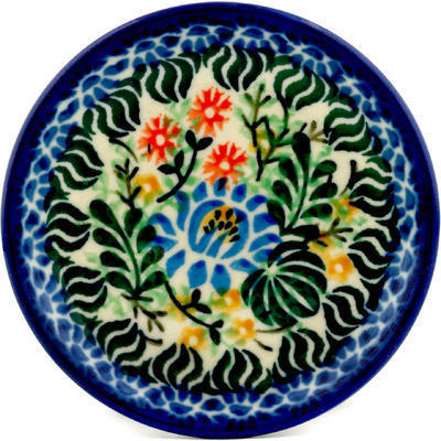 Polish Pottery Mini Plate, Coaster plate Lotus Wreath UNIKAT