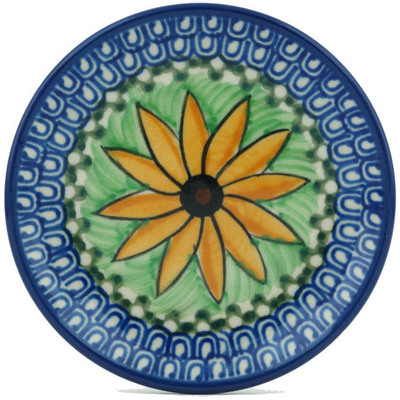 Polish Pottery Mini Plate, Coaster plate Primary Poinsettias UNIKAT
