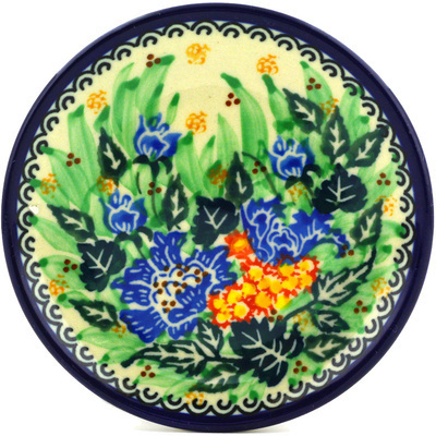 Polish Pottery Mini Plate, Coaster plate Rising Leaves UNIKAT