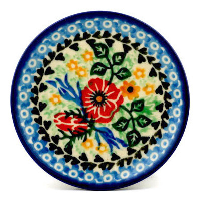 Polish Pottery Mini Plate, Coaster plate Rosa Carolina UNIKAT