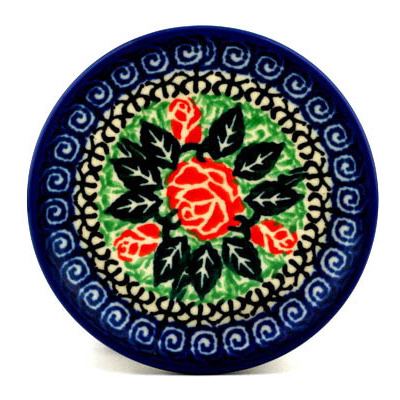 Polish Pottery Mini Plate, Coaster plate Rose Rings UNIKAT
