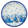 Polish Pottery Mini Plate, Coaster plate Snowy Village UNIKAT