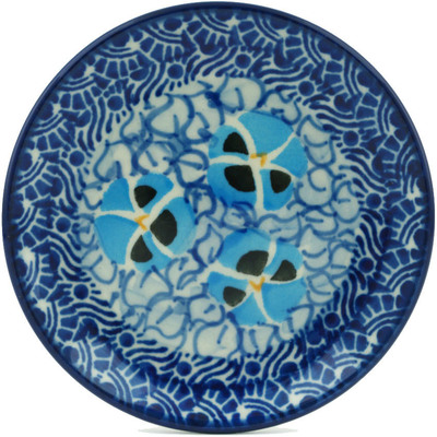 Polish Pottery Mini Plate, Coaster plate Splendid In Blue UNIKAT