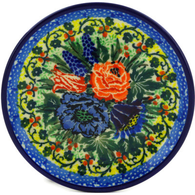 Polish Pottery Mini Plate, Coaster plate Splendid Lupine Meadow UNIKAT