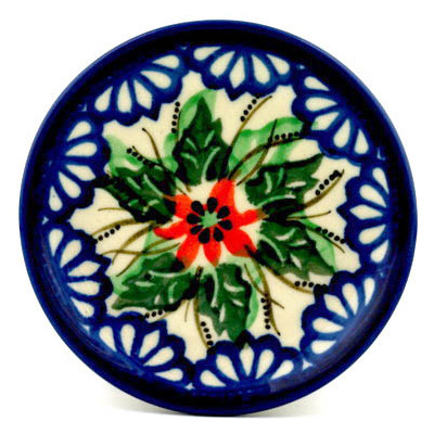 Polish Pottery Mini Plate, Coaster plate Star Flower Wreath UNIKAT