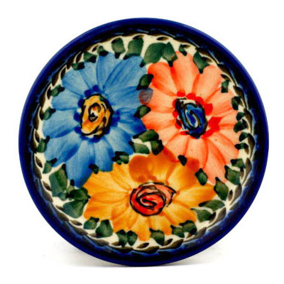 Polish Pottery Mini Plate, Coaster plate Summer Dance UNIKAT