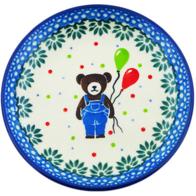 Polish Pottery Mini Plate, Coaster plate Teddy Bear UNIKAT