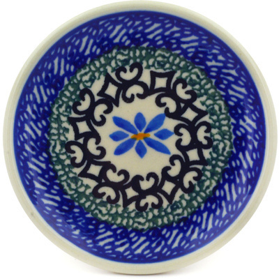 Polish Pottery Mini Plate, Coaster plate Water Asters