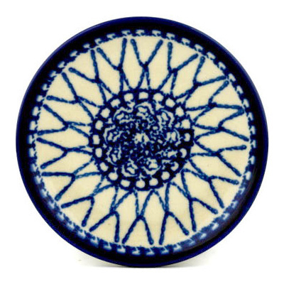 Polish Pottery Mini Plate, Coaster plate Winter Basket UNIKAT