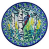Polish Pottery Mini Plate, Coaster plate Wondrous Woodpecker UNIKAT