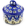 Polish Pottery Mini Pretzel Jar 3&quot; Blue Ice