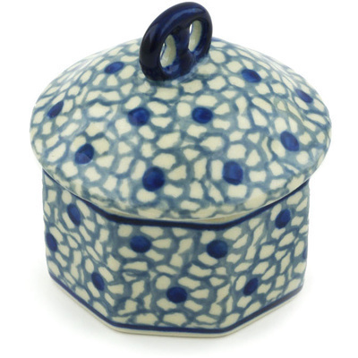 Polish Pottery Mini Pretzel Jar 3&quot; Daisy Stampede