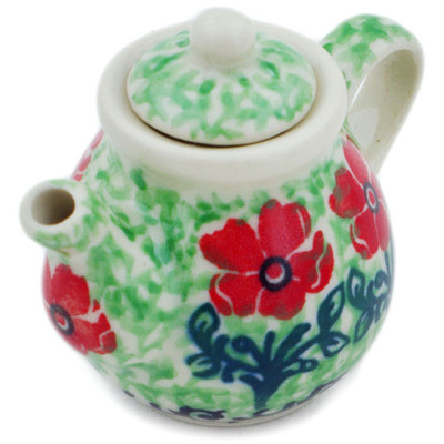 Polish Pottery Mini Tea Pot 2&quot; Maraschino