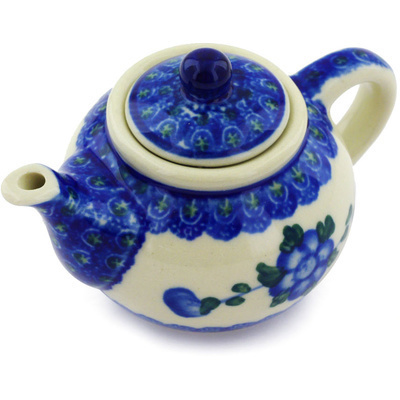 Polish Pottery Mini Tea Pot 3&quot; Blue Poppies