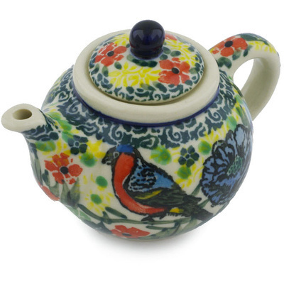Polish Pottery Mini Tea Pot 3&quot; Morning Song UNIKAT
