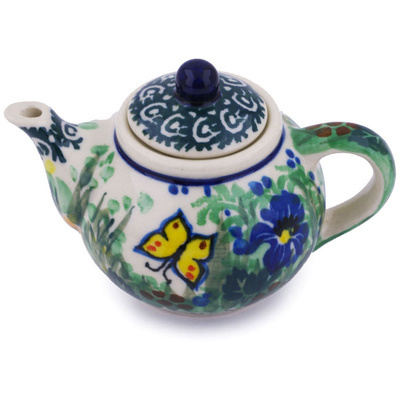 Polish Pottery Mini Tea Pot 3&quot; Spring Garden UNIKAT