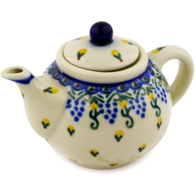Polish Pottery Mini Tea Pot 3&quot; Summer Grapes