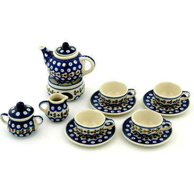 Polish Pottery Mini Tea Set 3&quot; Mosquito