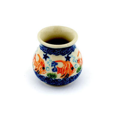 Polish Pottery Mini Vase 2&quot; Angel Fish
