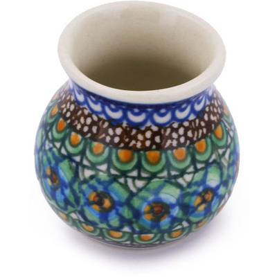 Polish Pottery Mini Vase 2&quot; Mardi Gras UNIKAT