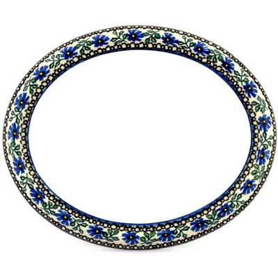 Polish Pottery Mirror Frame 13&quot; Blue Chicory