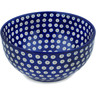 Polish Pottery Mixing bowl, serving bowl Blue Eyed Peacock