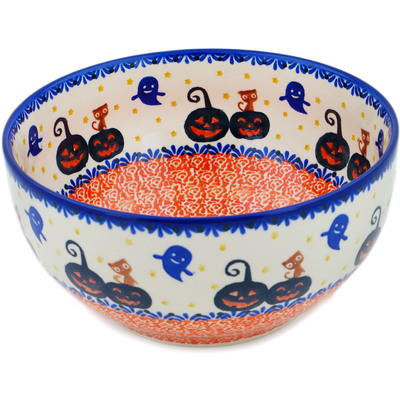 Polish Pottery Mixing bowl, serving bowl Jack-o-lantern Fun