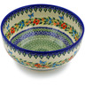 Polish Pottery Mixing bowl, serving bowl Ring Of Flowers UNIKAT