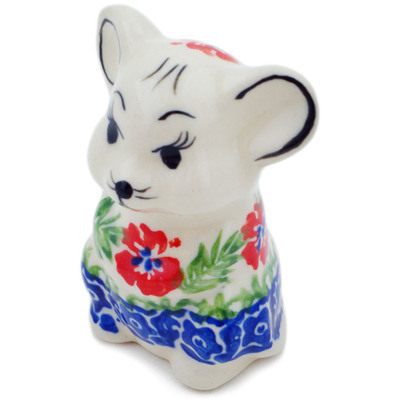 Polish Pottery Mouse Figurine 3&quot; Midsummer Bloom