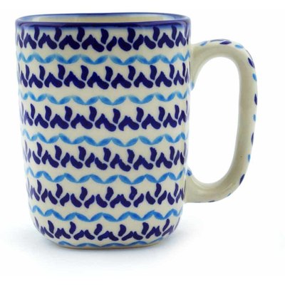Polish Pottery Mug 10 oz Blue Tulip Meadow
