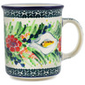 Polish Pottery Mug 10 oz Canna Lily Elegance UNIKAT