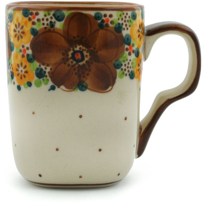 Polish Pottery Mug 10 oz Crown Of Brown UNIKAT