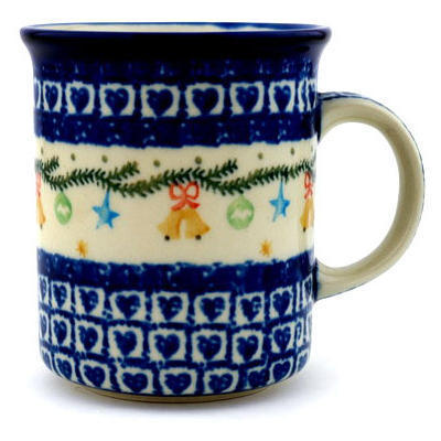 Polish Pottery Mug 10 oz Jingle Bells