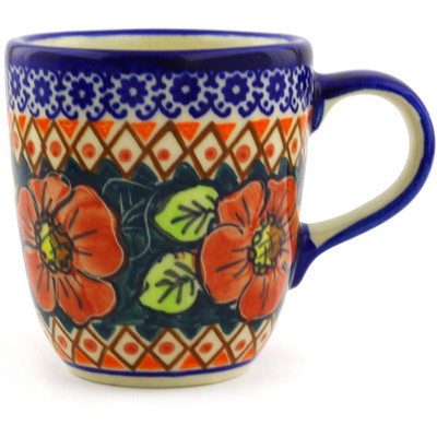 Polish Pottery Mug 11 oz Autumn Poppies UNIKAT