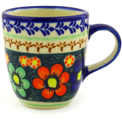 Polish Pottery Mug 11 oz Rainbow Poppies UNIKAT
