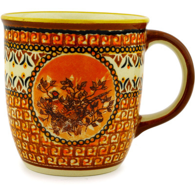 Polish Pottery Mug 12 oz Autumn Songbird UNIKAT