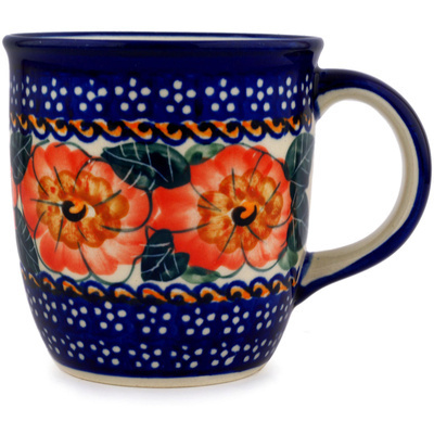 Polish Pottery Mug 12 oz Begonia Fields UNIKAT