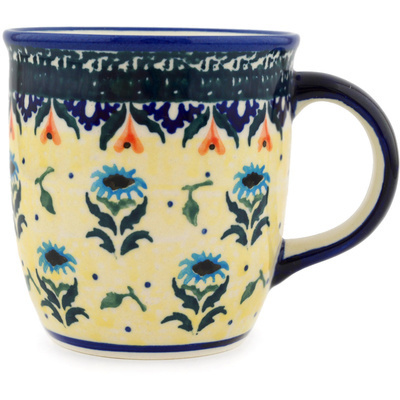 Polish Pottery Mug 12 oz Blue Dahlia